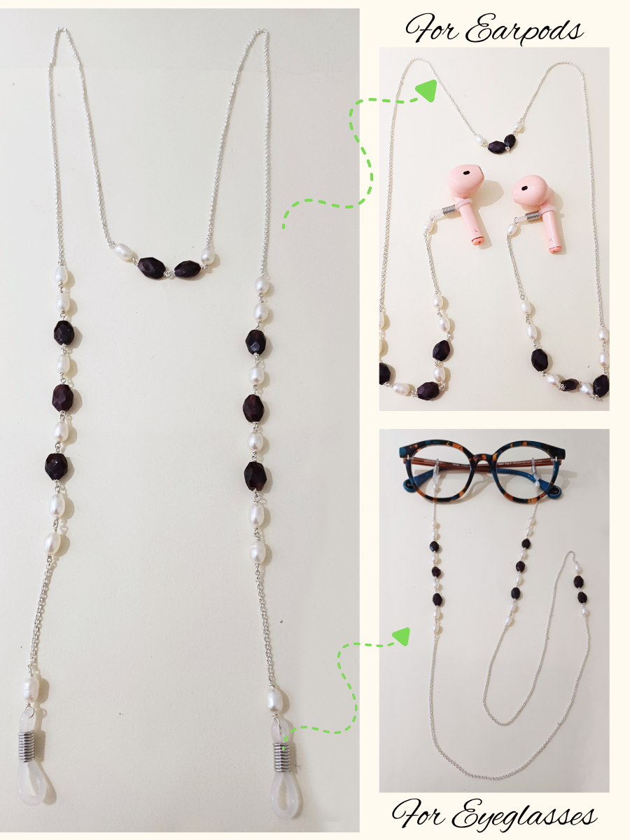 Garnet Pearl Earpods Chain