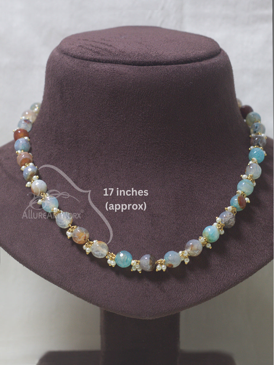 Blue Brown Agate Neckpiece