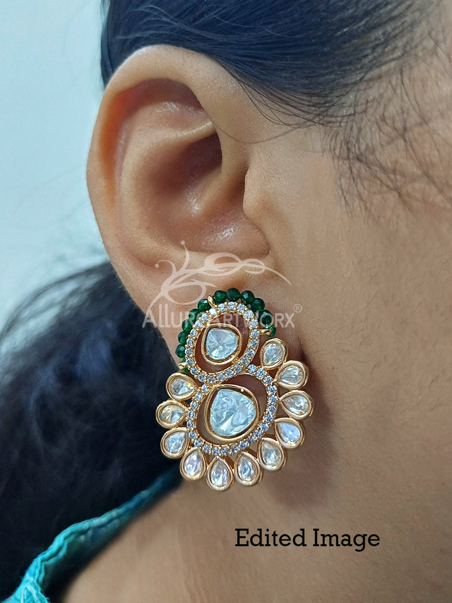 Kundan Earrings(green)