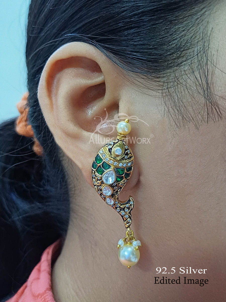 Krithi Silver Earrings(green)