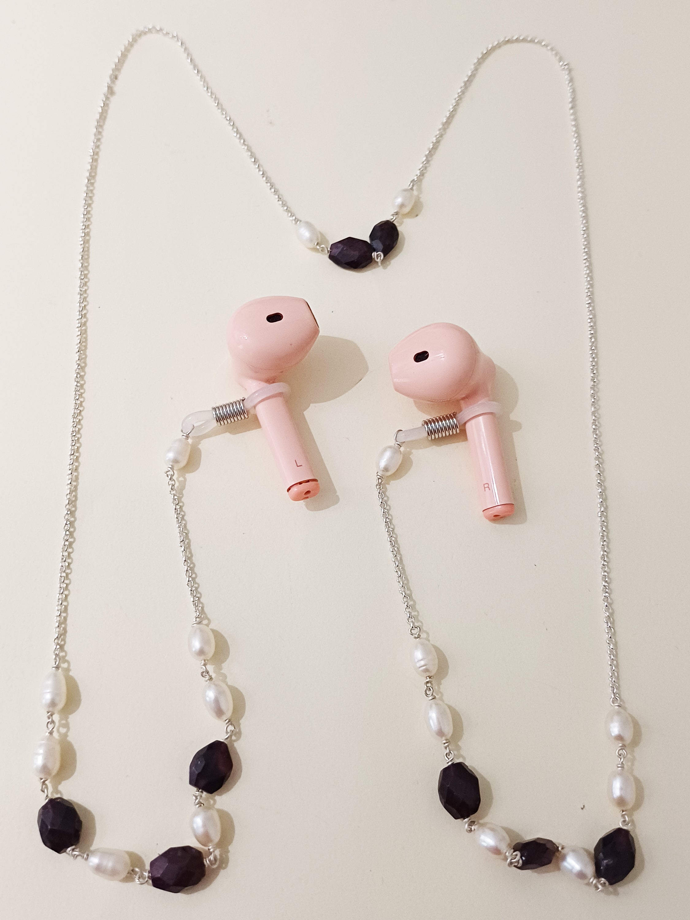 Garnet Pearl Earpods Chain