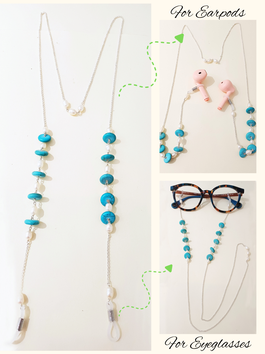 Turquoise Pearl Earpods Chain