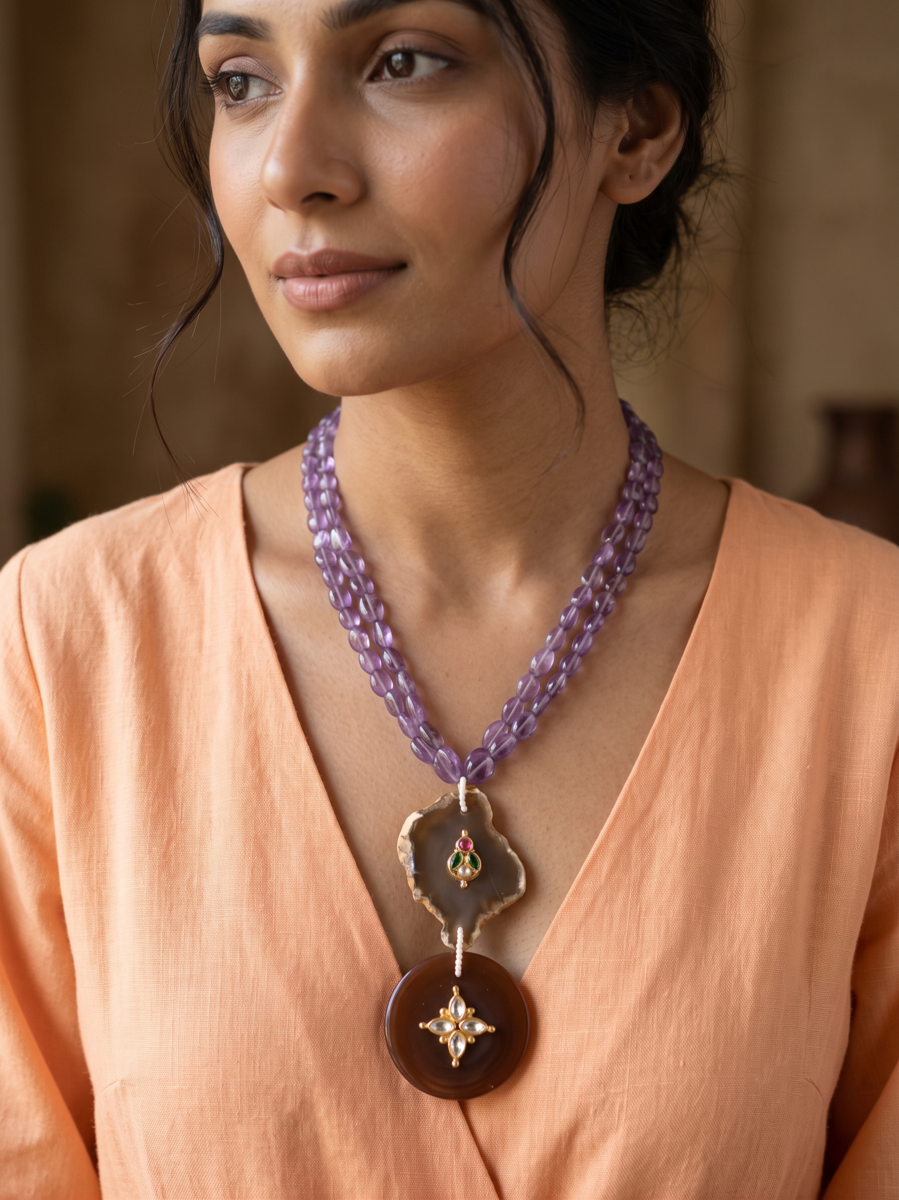 Amethyst Onyx Neckpiece