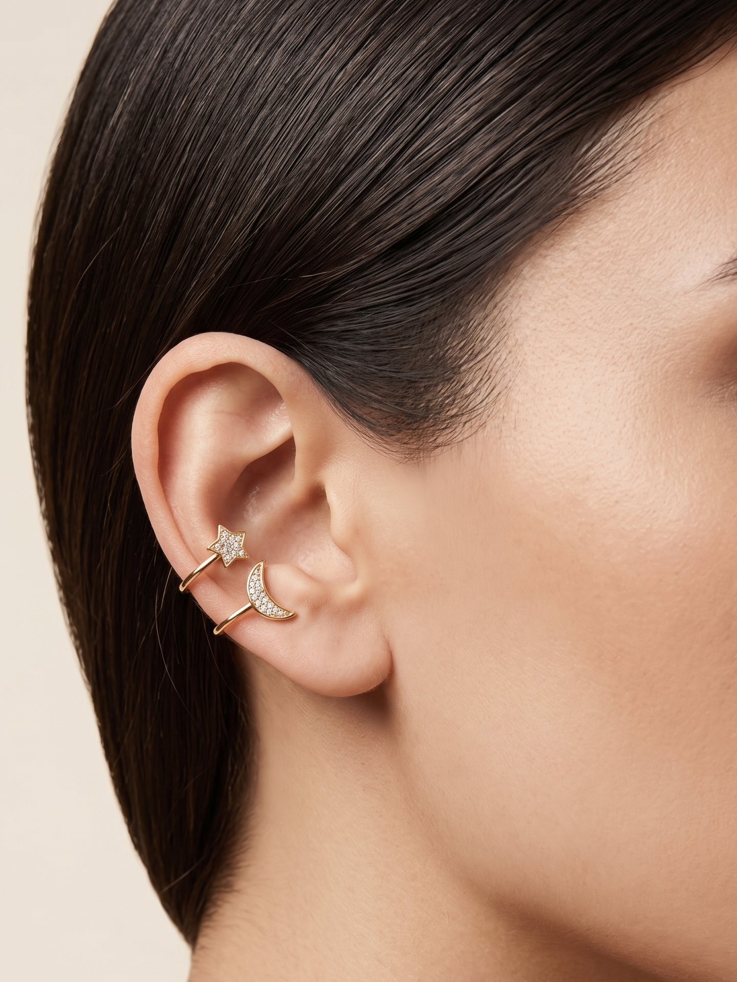 Star Moon Earrings(Earcuffs)