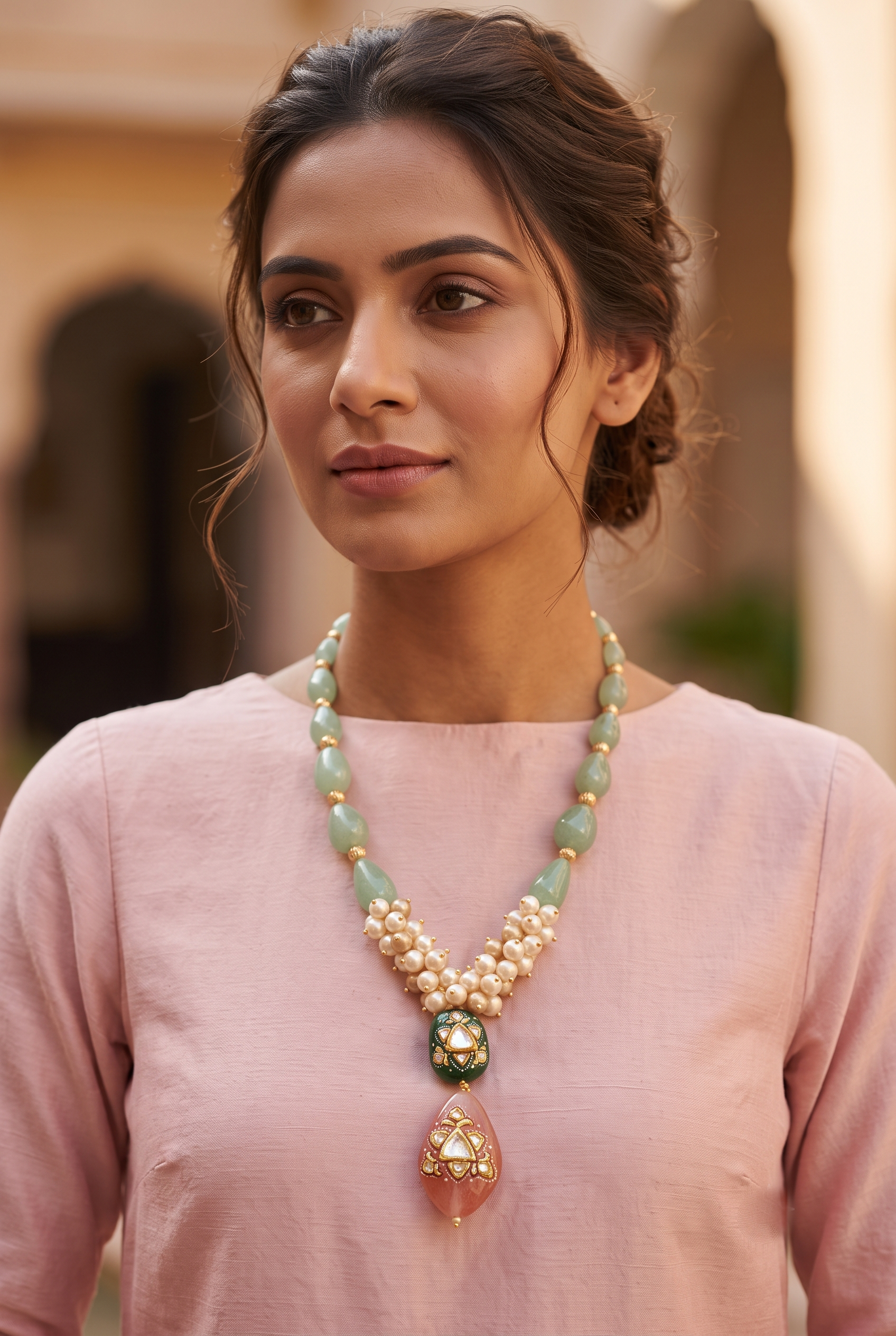 Aventurines Pearl Neckpiece