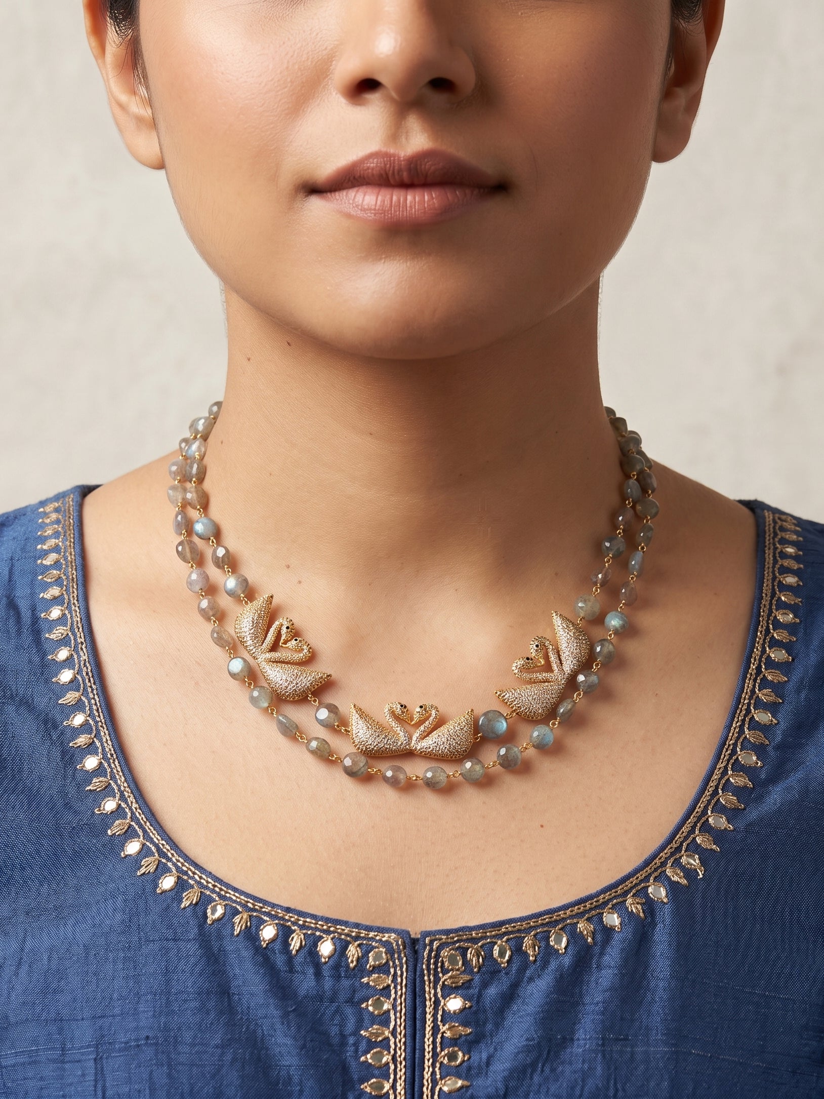 Labradorite Swan Neckpiece