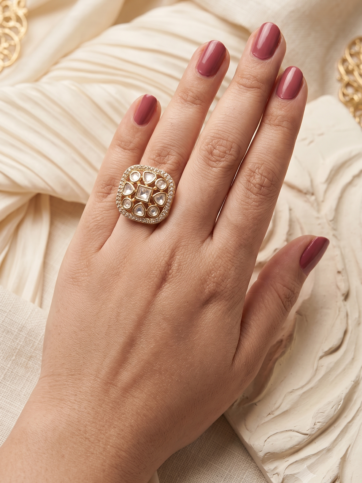 Kundan Cz Ring