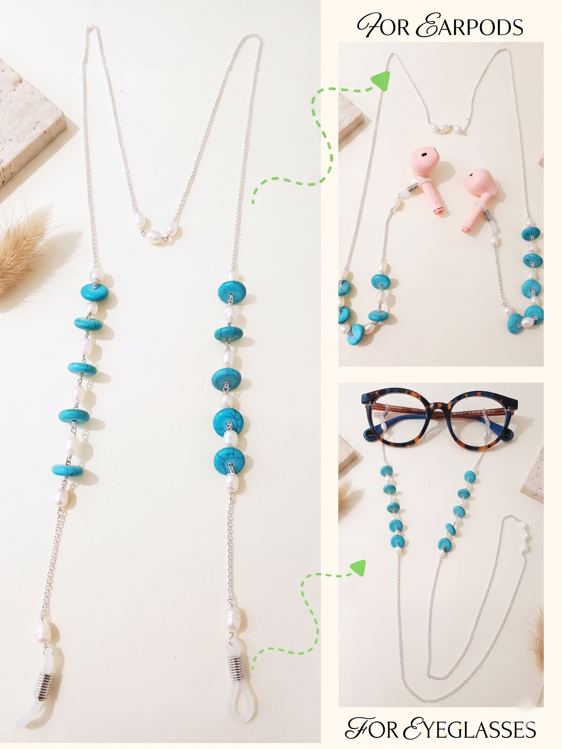 Turquoise Pearl Earpods Chain
