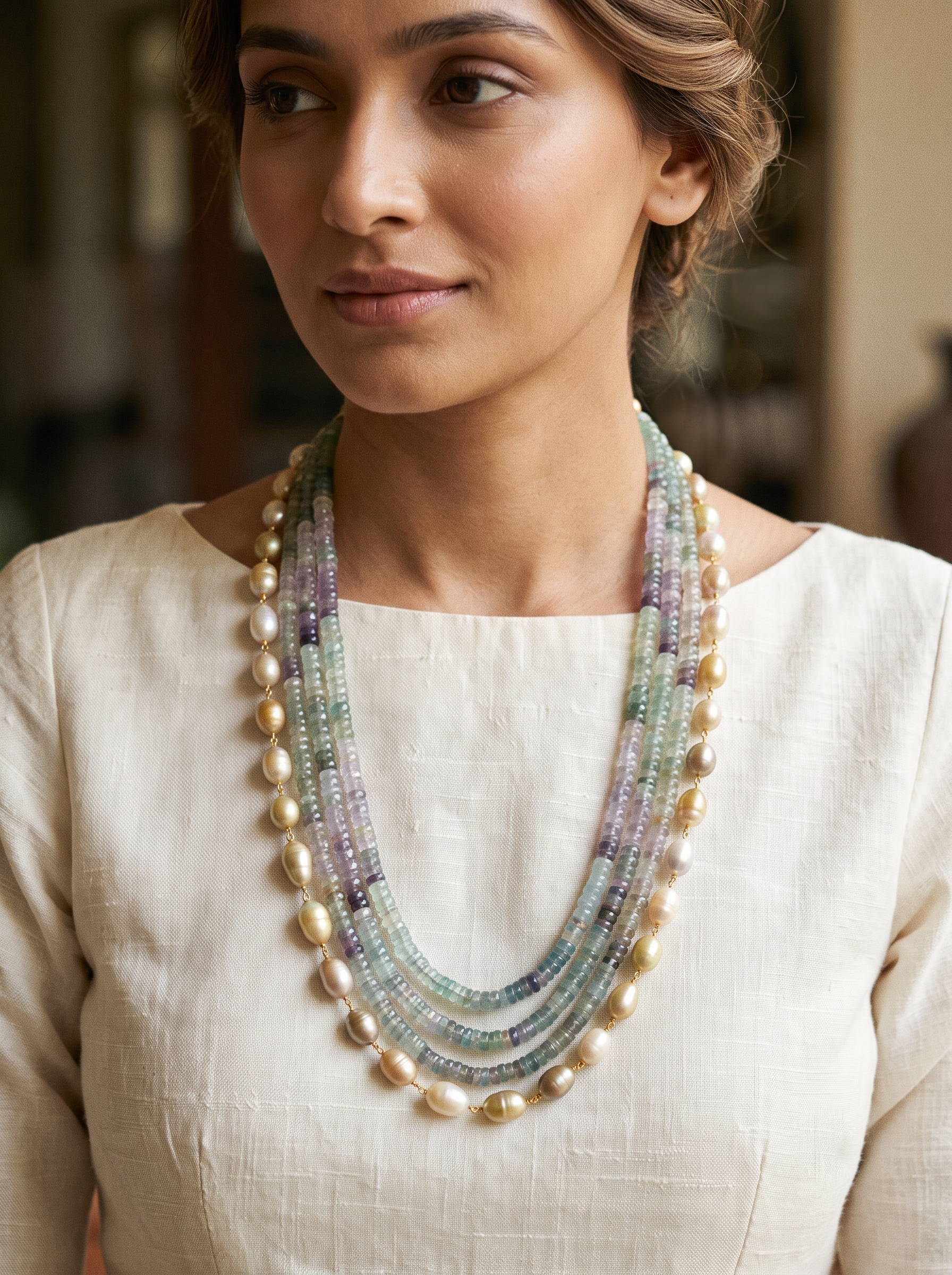 Fluorite Pearl Neckpiece