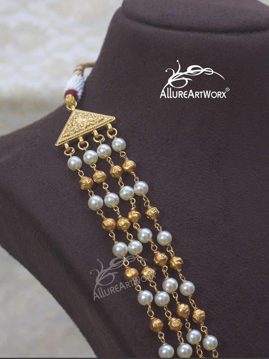 Pearl Gold ball  Neckpiece