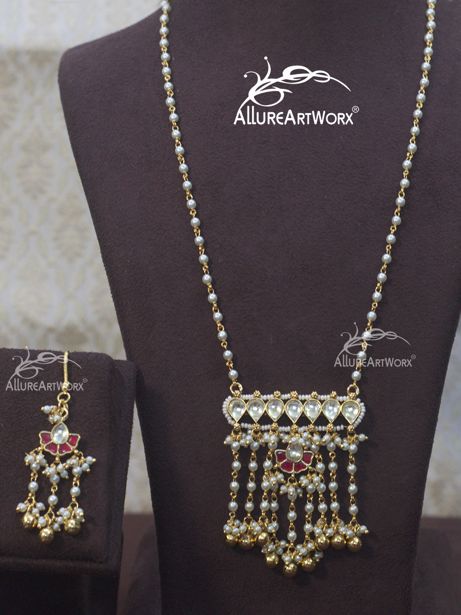 Pearl Kundan Necklace(long)