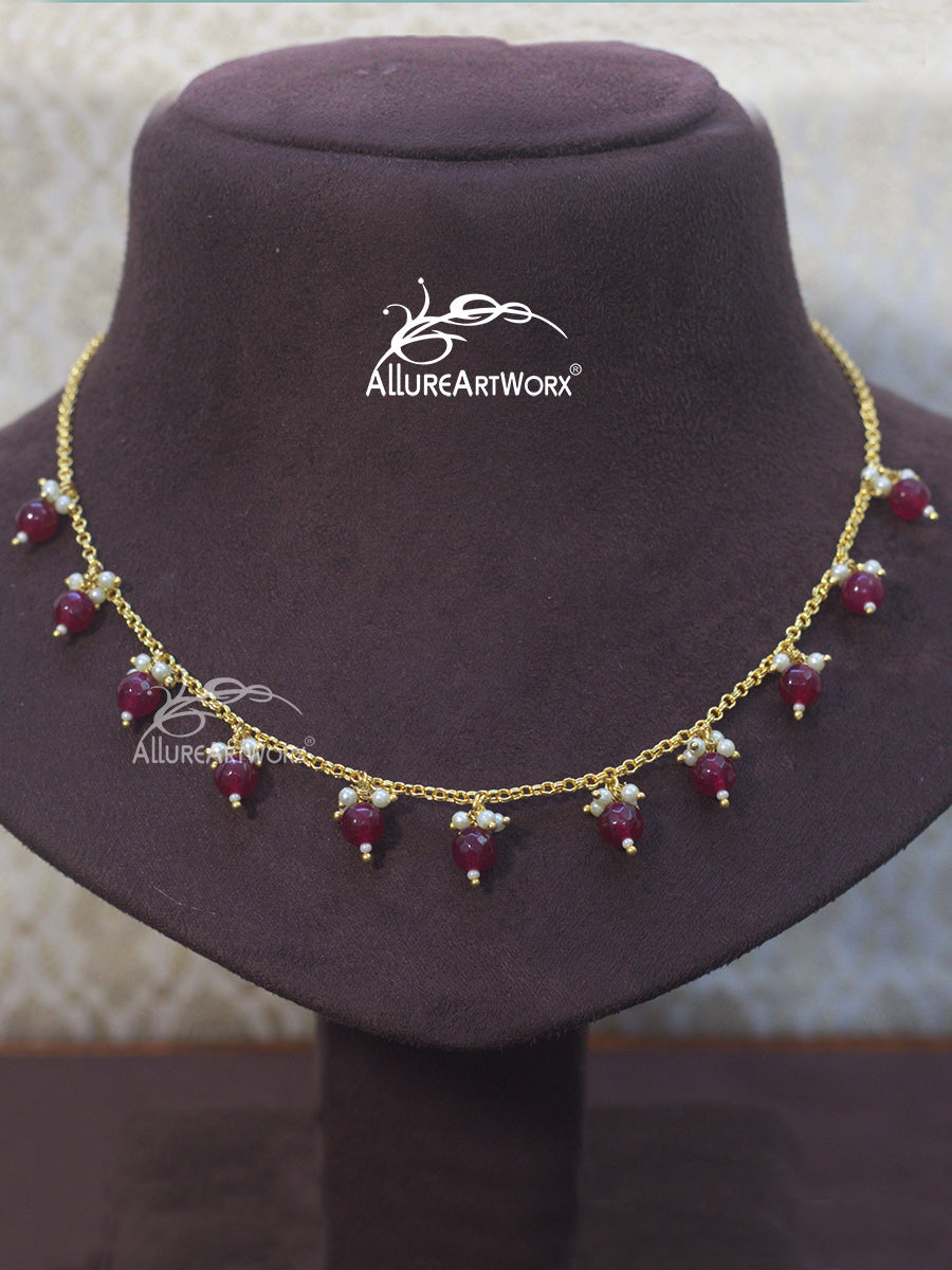 Dark Pink Agate Chain