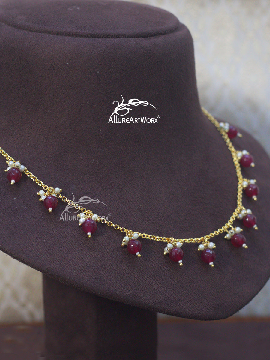 Dark Pink Agate Chain