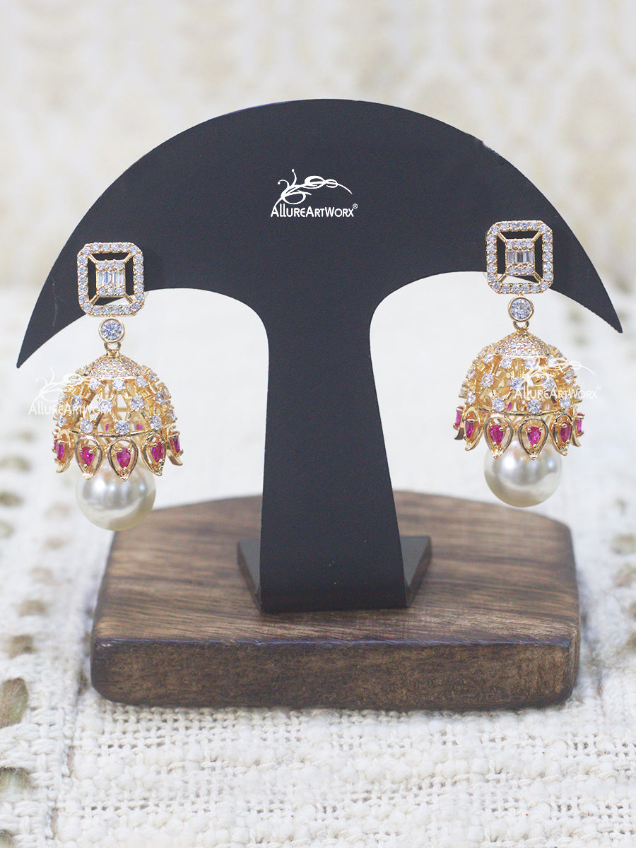 Dazzling Jhumkas(dark pink)