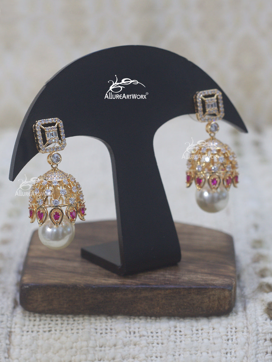 Dazzling Jhumkas(dark pink)