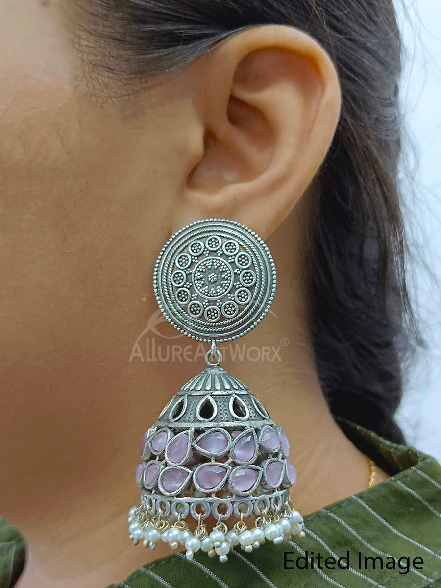 Traditional Earrings(light pink-big)