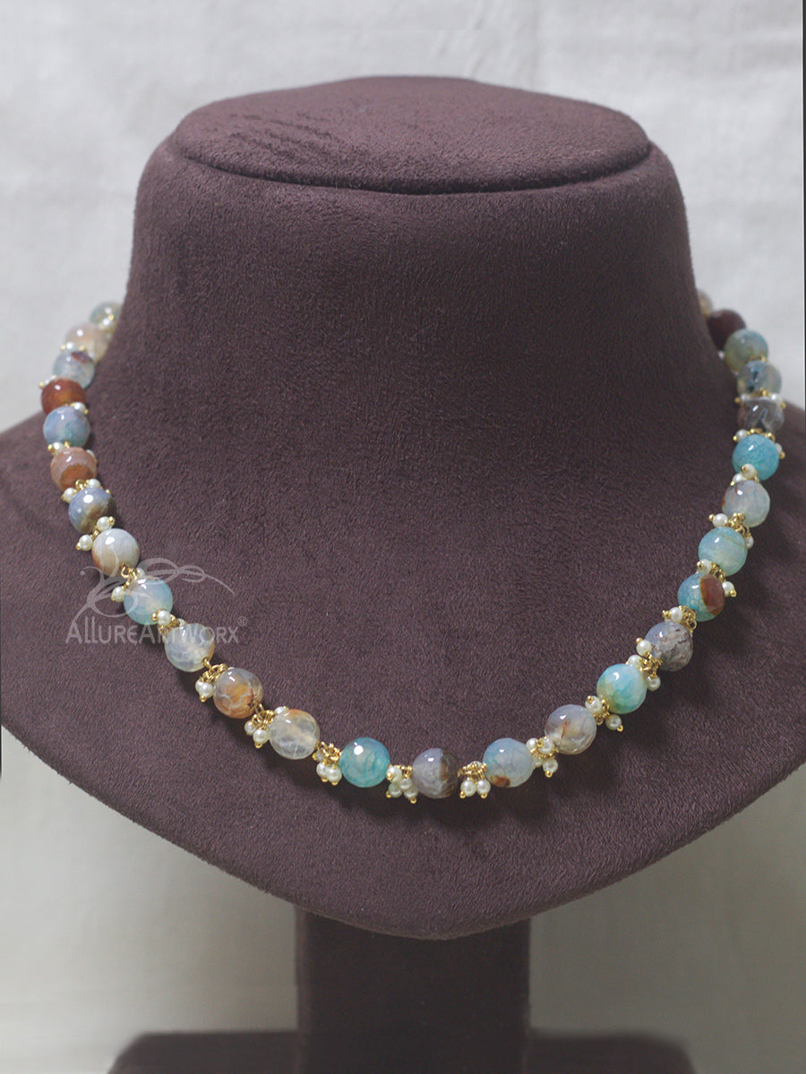 Blue Brown Agate Neckpiece