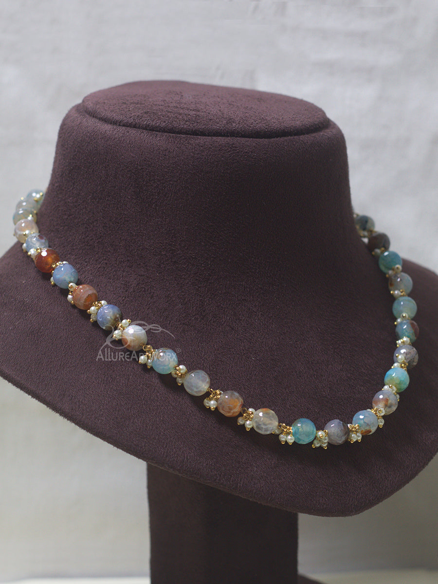 Blue Brown Agate Neckpiece
