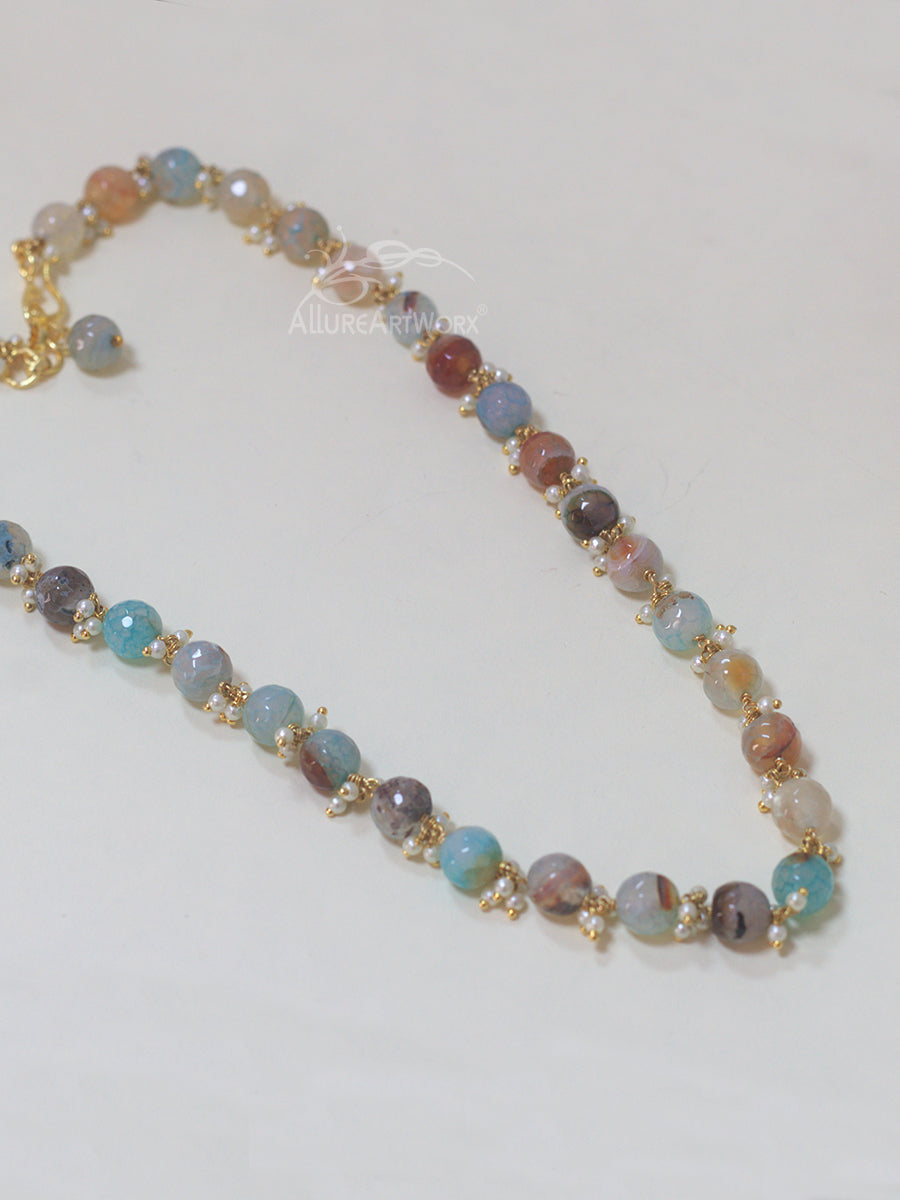 Blue Brown Agate Neckpiece