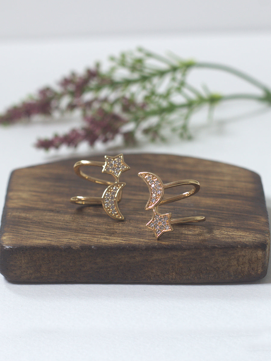 Star Moon Earrings(Earcuffs)