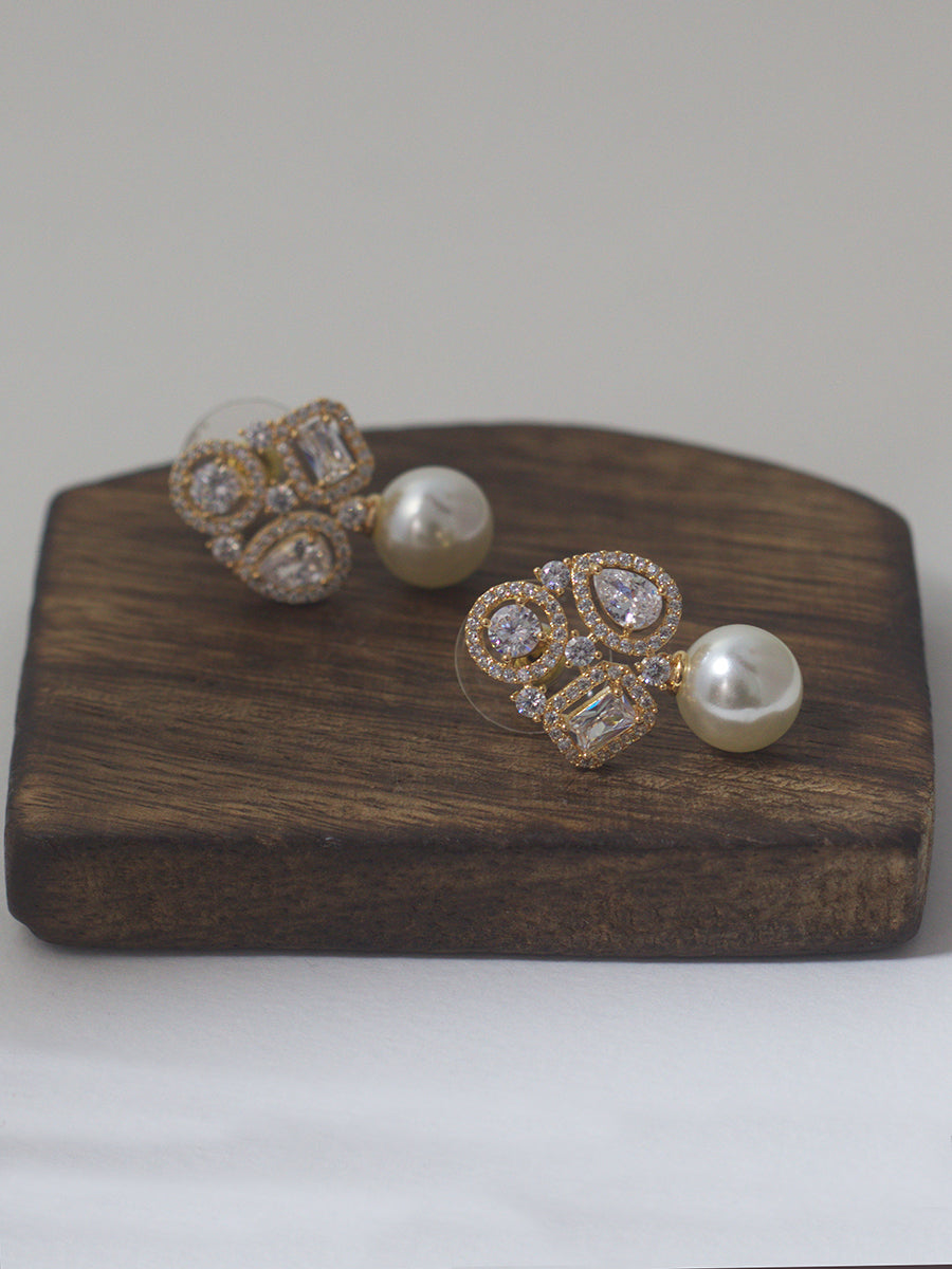 Pearl Cz Earrings