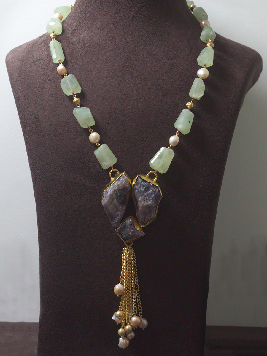Prehnite Amethyst Neckpiece