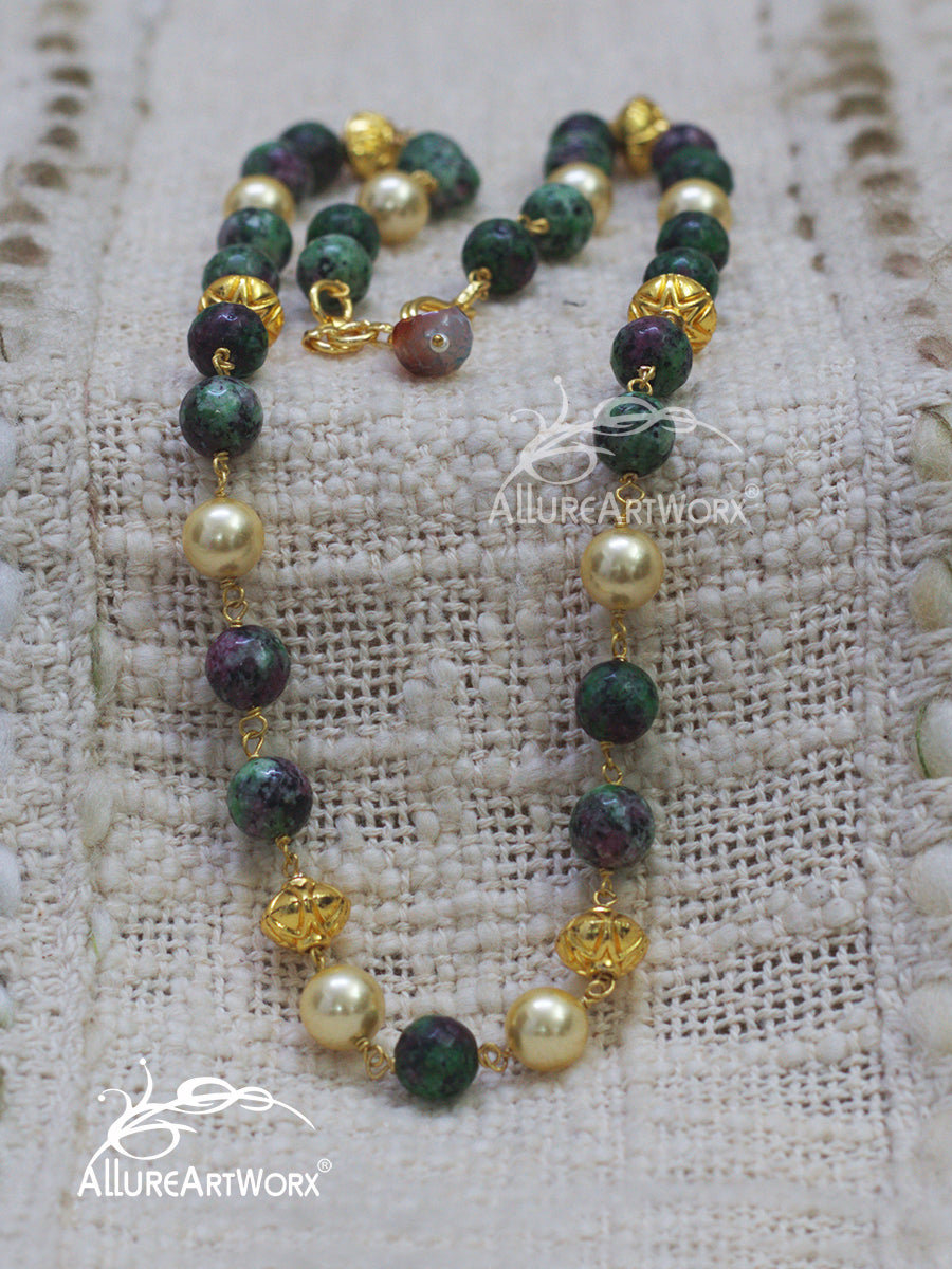 Zoisite Pearl Neckpiece