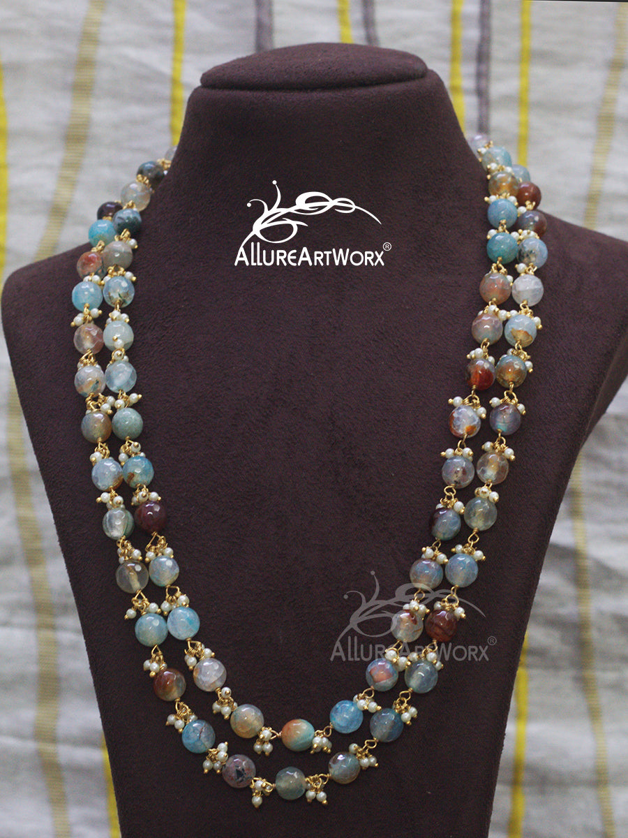 Blue Brown Agate Neckpiece