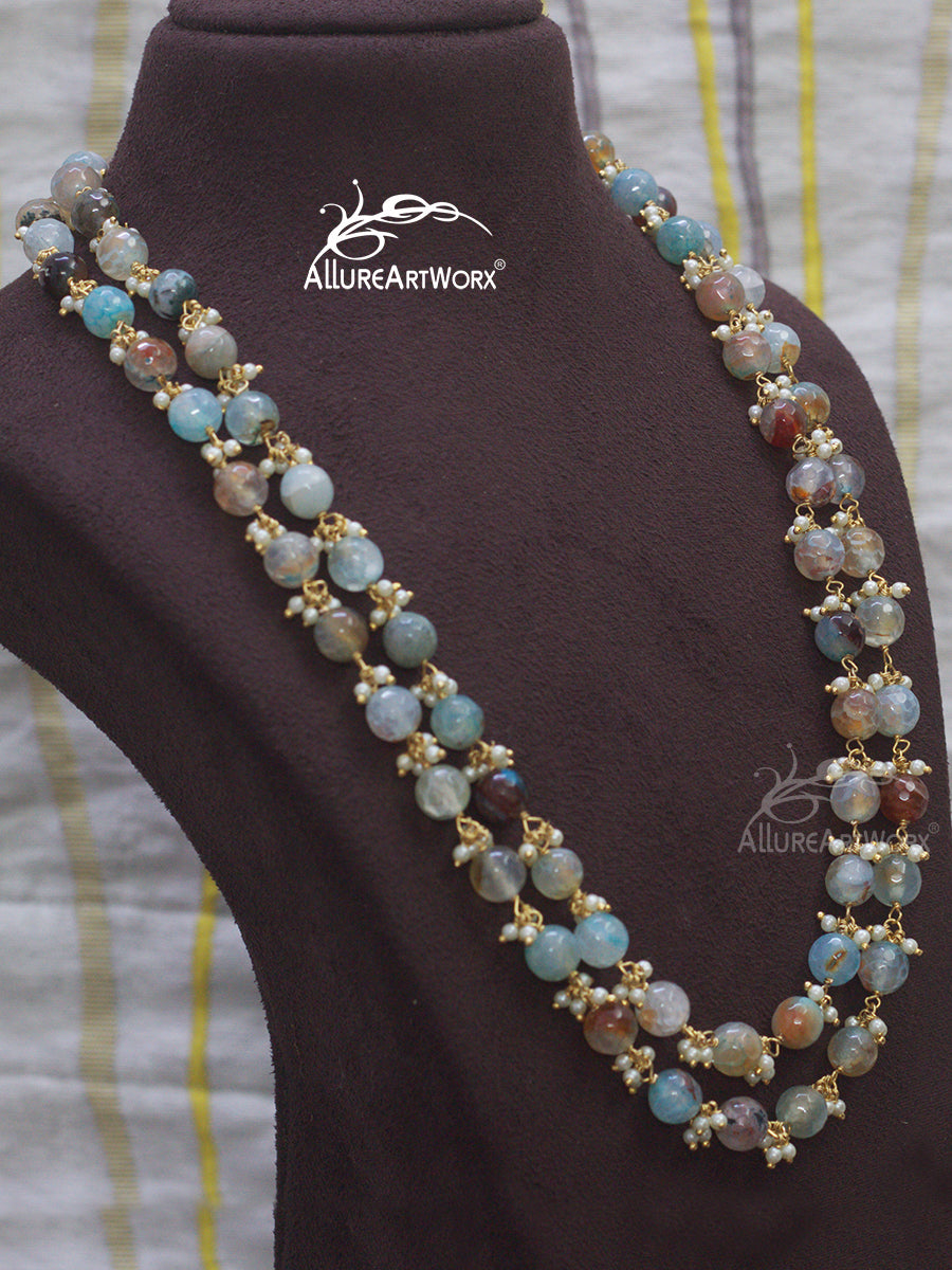 Blue Brown Agate Neckpiece