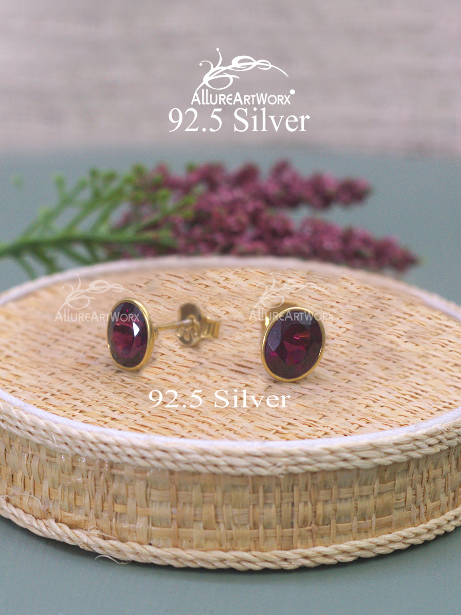 Garnet Silver Earrings