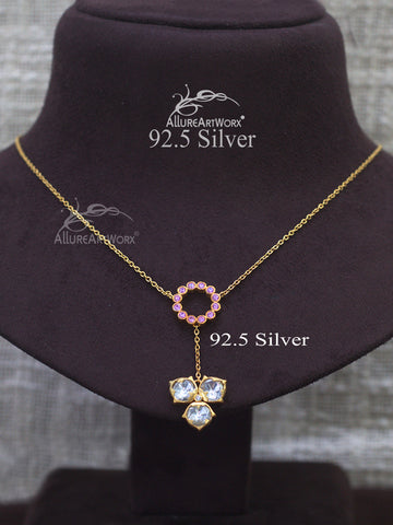 Aviva Silver Chain(pink-long)