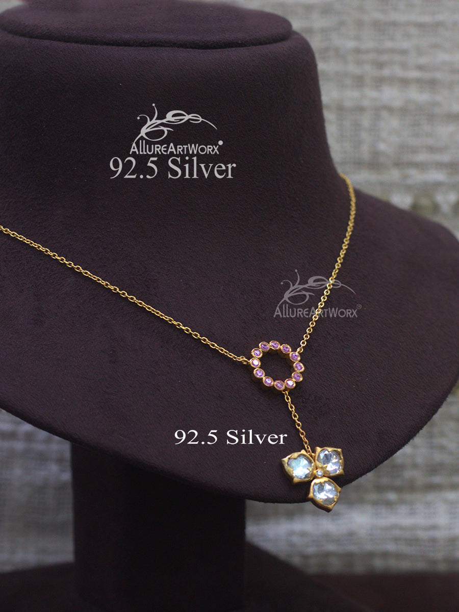 Aviva Silver Chain(pink-long)