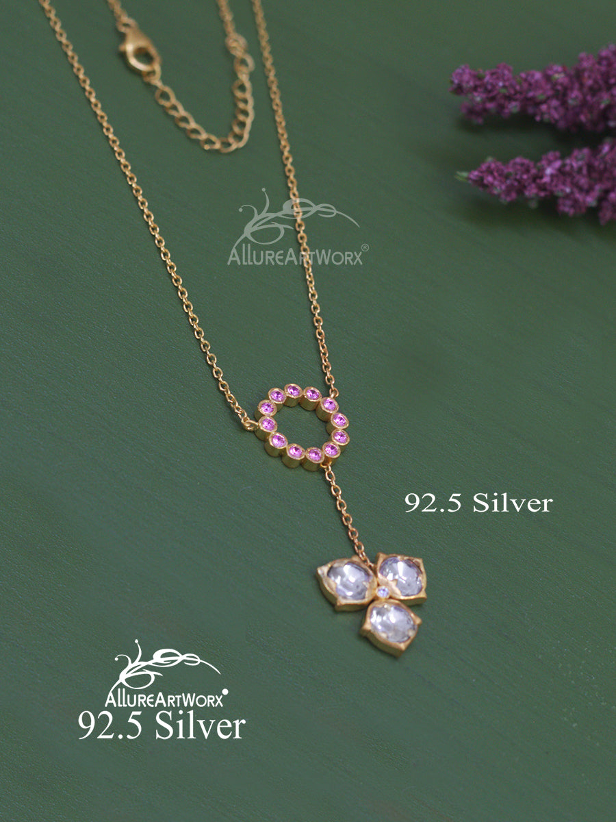 Aviva Silver Chain(pink-long)
