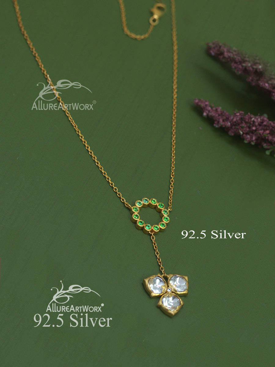 Aviva Silver Chain(green-long)