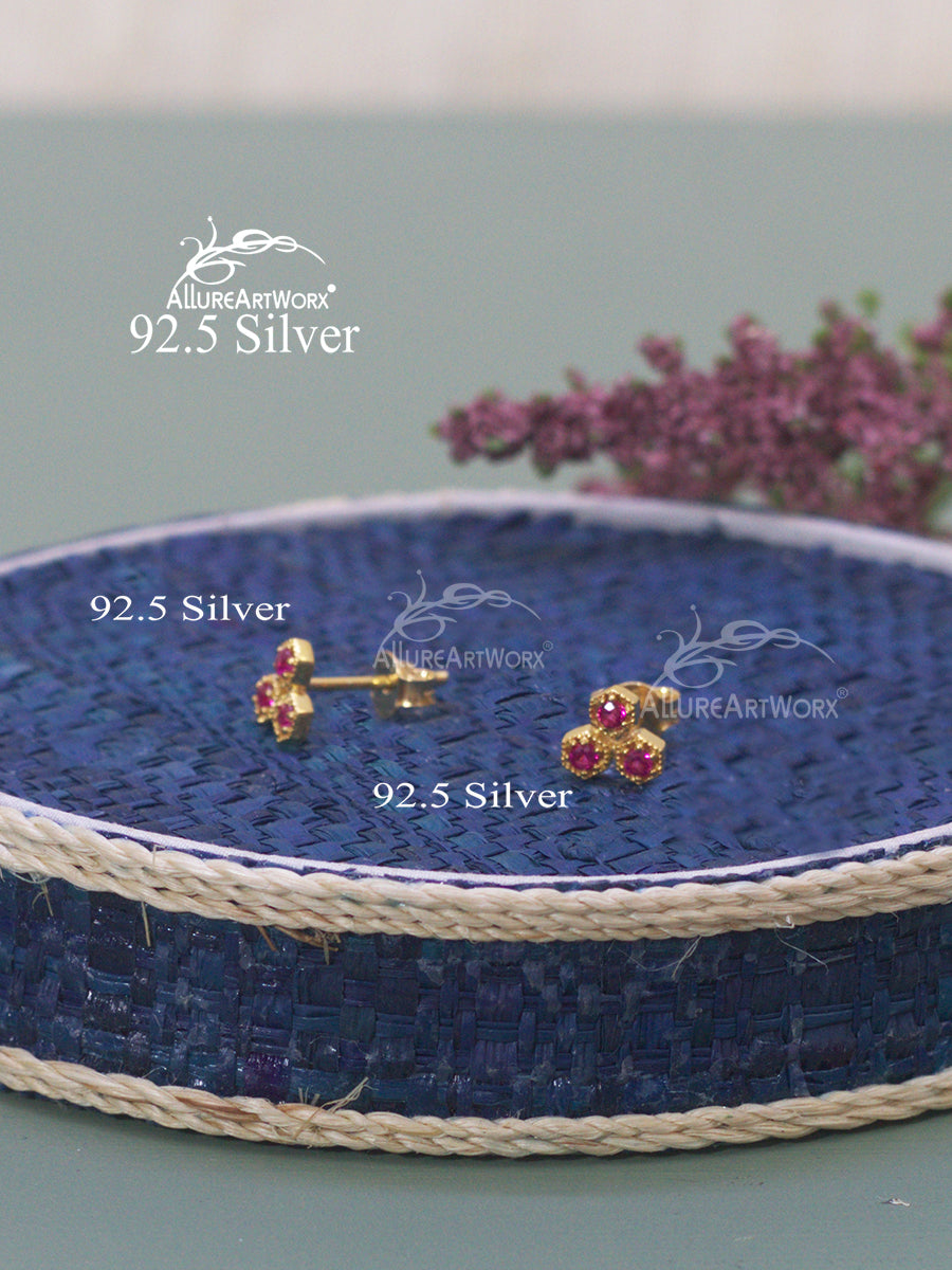 Anabel Silver Earrings(small-dark pink)