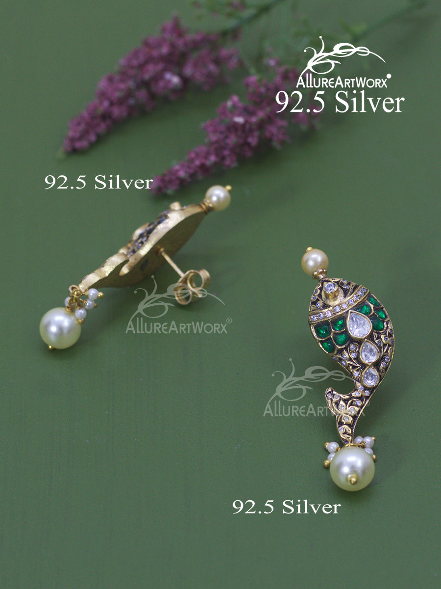 Krithi Silver Earrings(green)