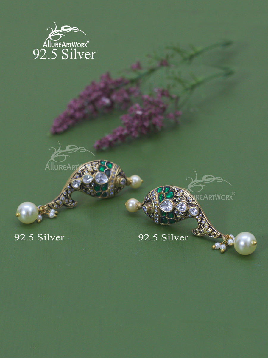 Krithi Silver Earrings(green)