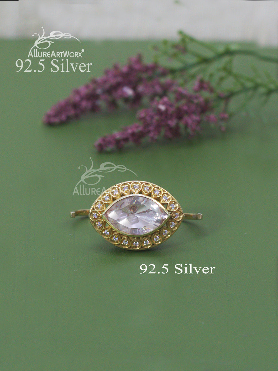 Aditri Silver Ring(two finger ring) Dark Pink