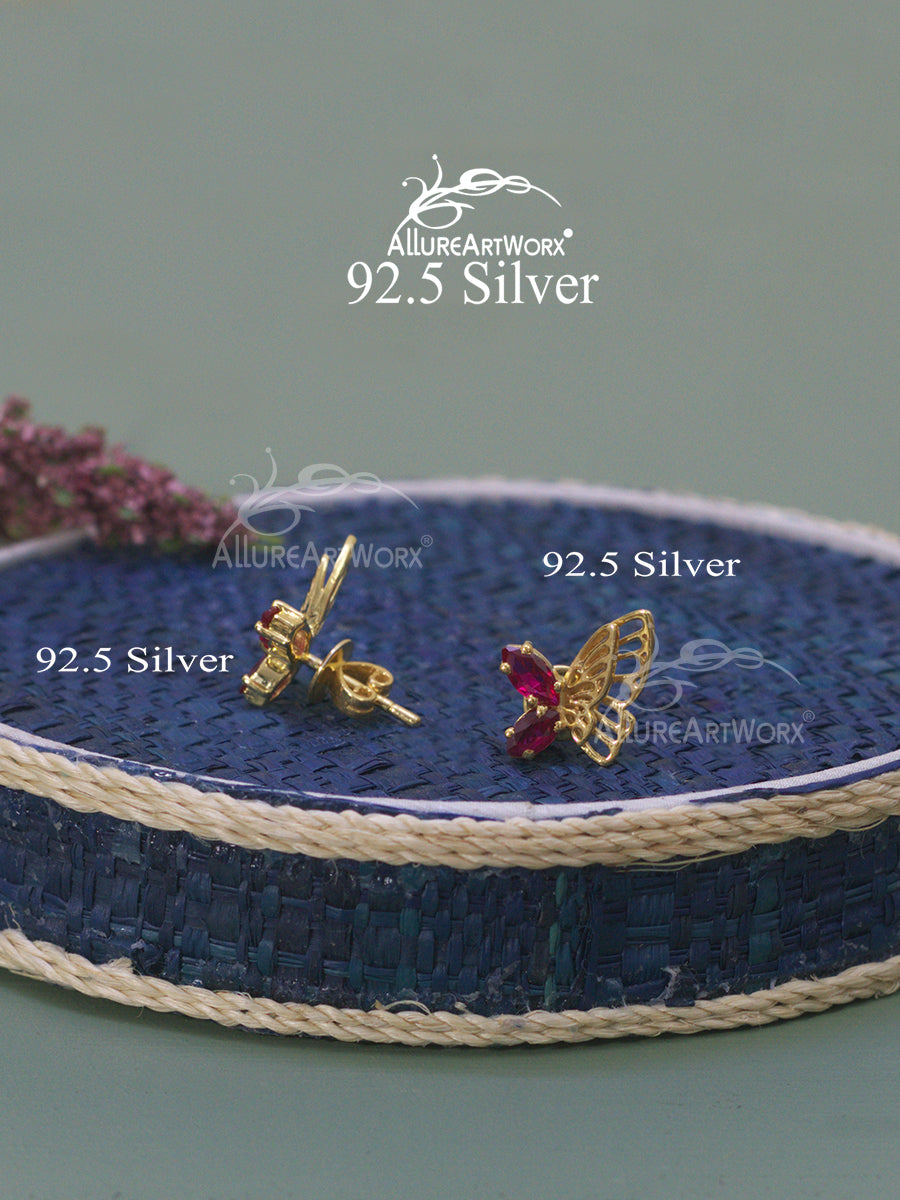 Kimana Silver Earrings(darkpink)