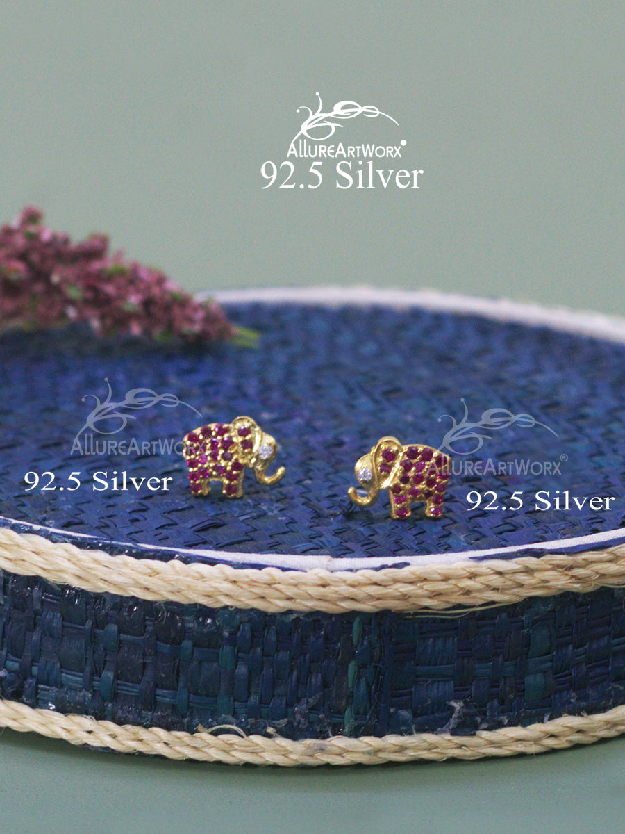 Ibha Silver Earrings(small-darkpink)