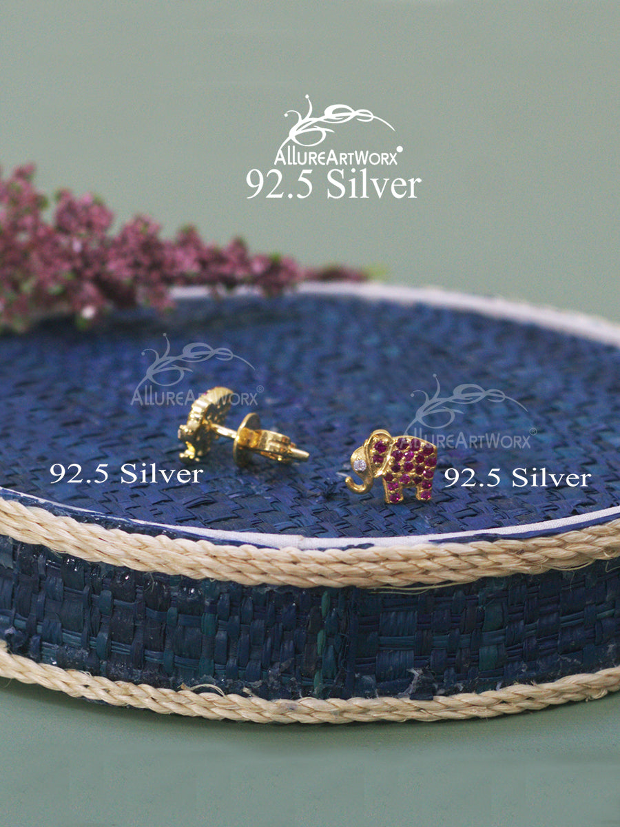 Ibha Silver Earrings(small-darkpink)