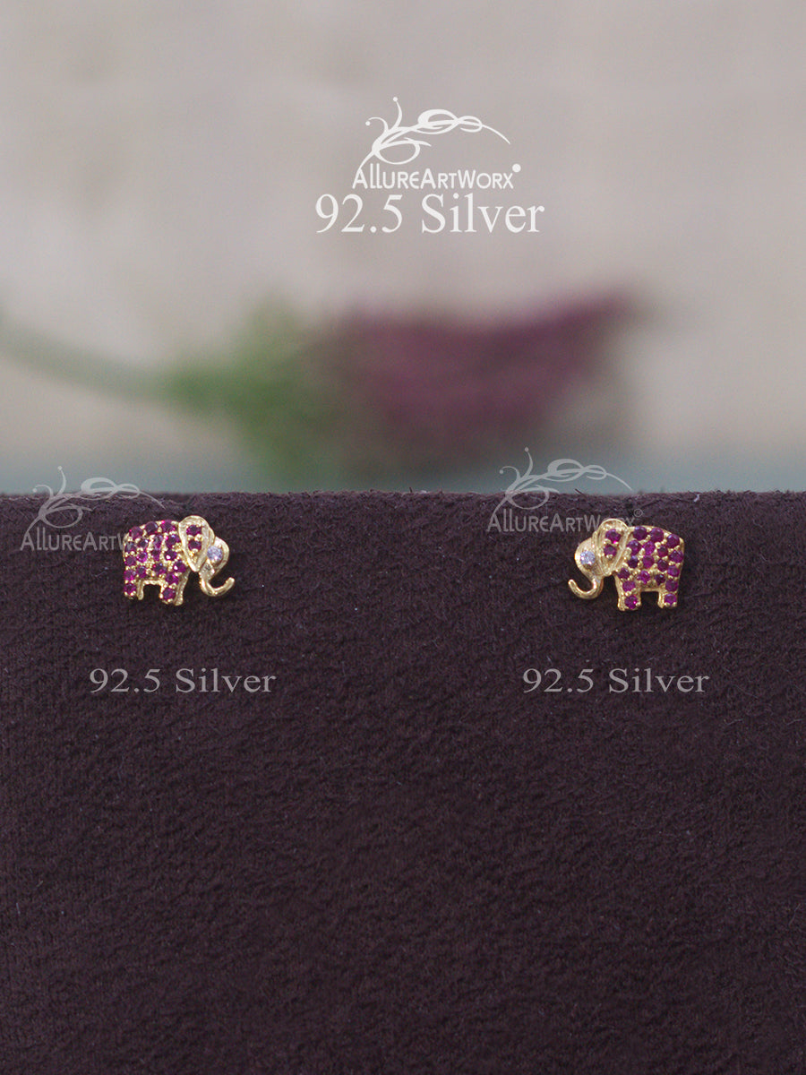 Ibha Silver Earrings(small-darkpink)