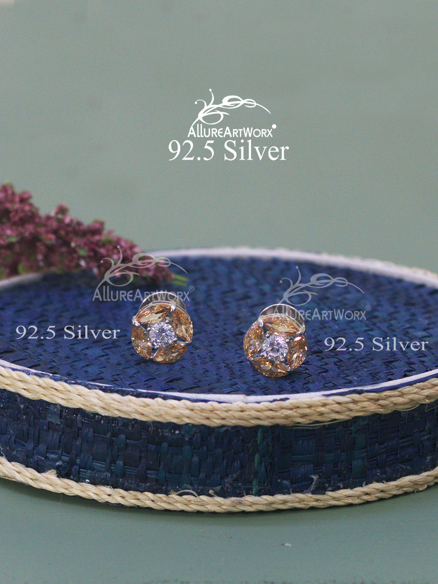 Champagne Silver Earrings