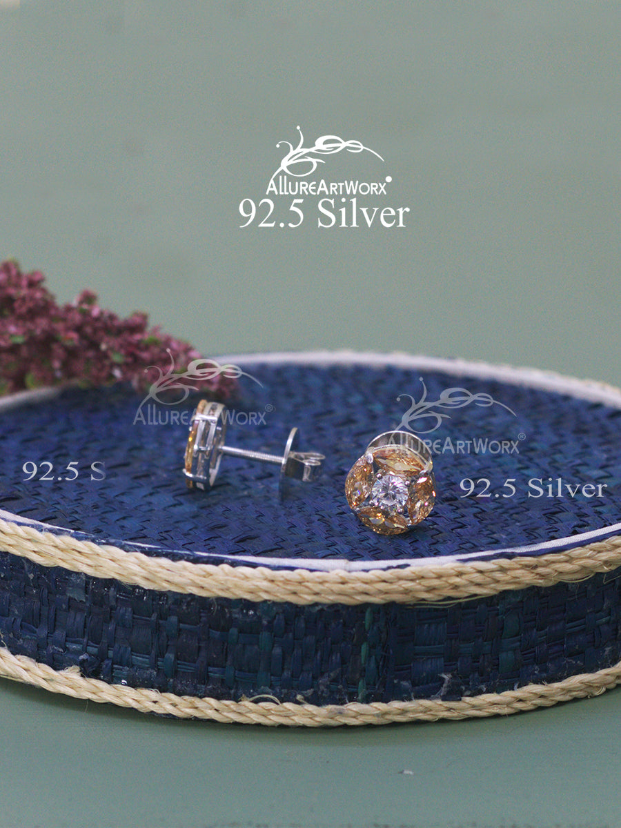 Champagne Silver Earrings