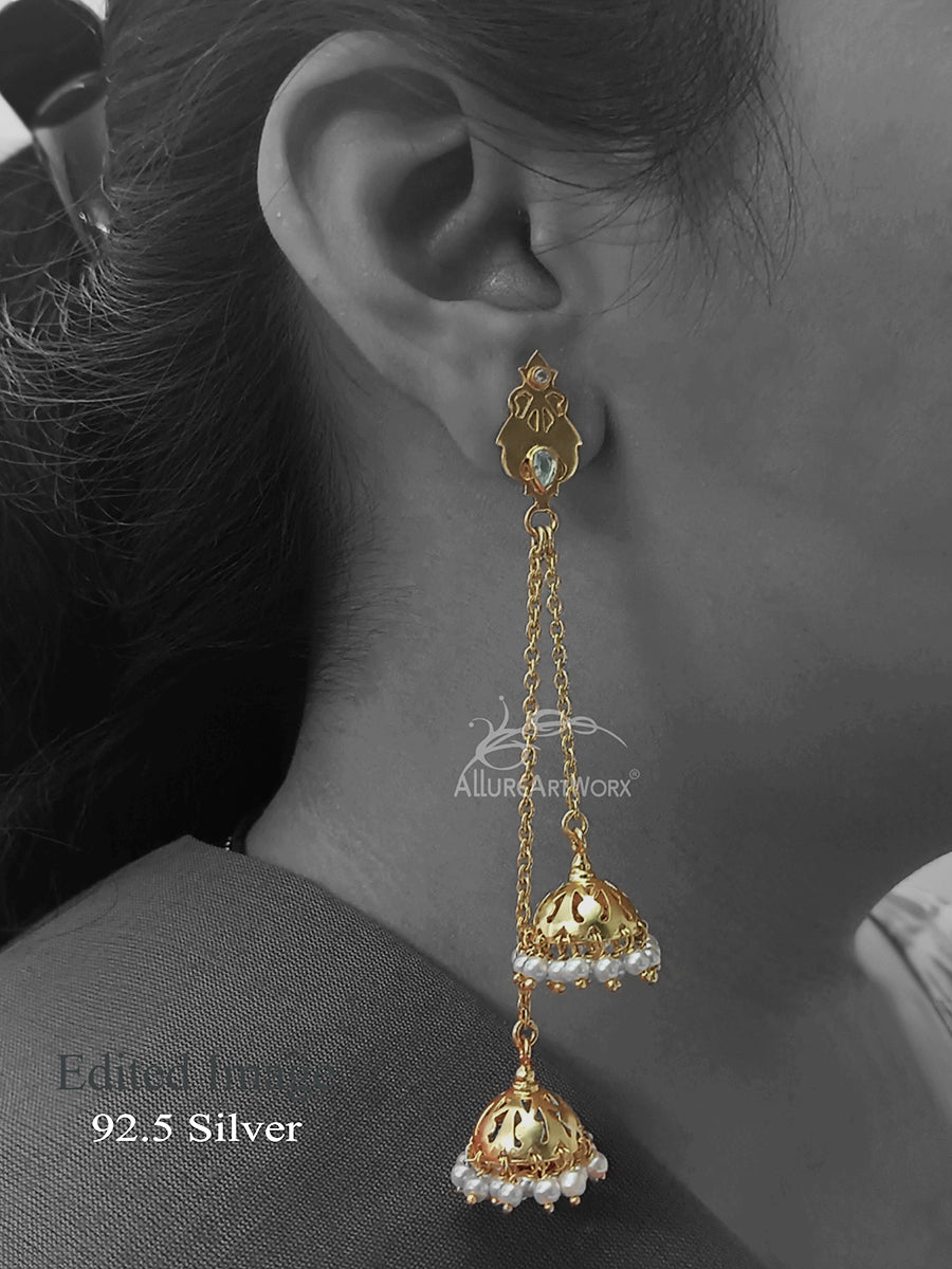 Grace Silver Jhumkis(long)