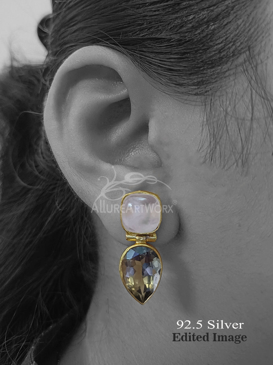 Quartz Silver Earrings