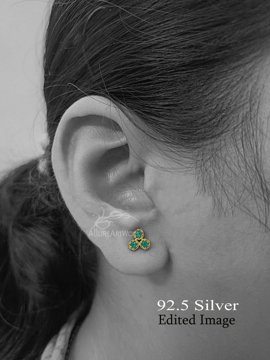 Anabel Silver Earrings(small-green)