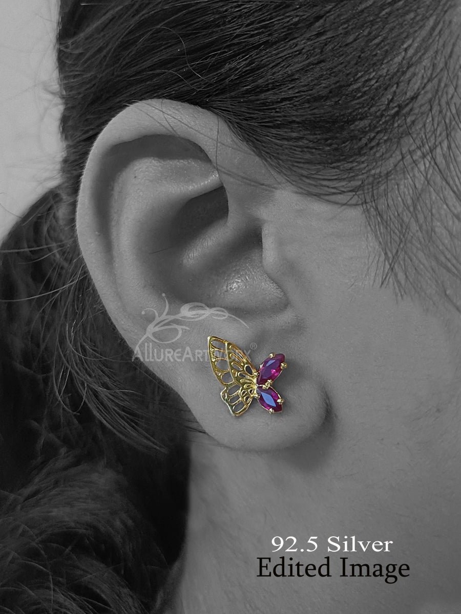 Kimana Silver Earrings(darkpink)