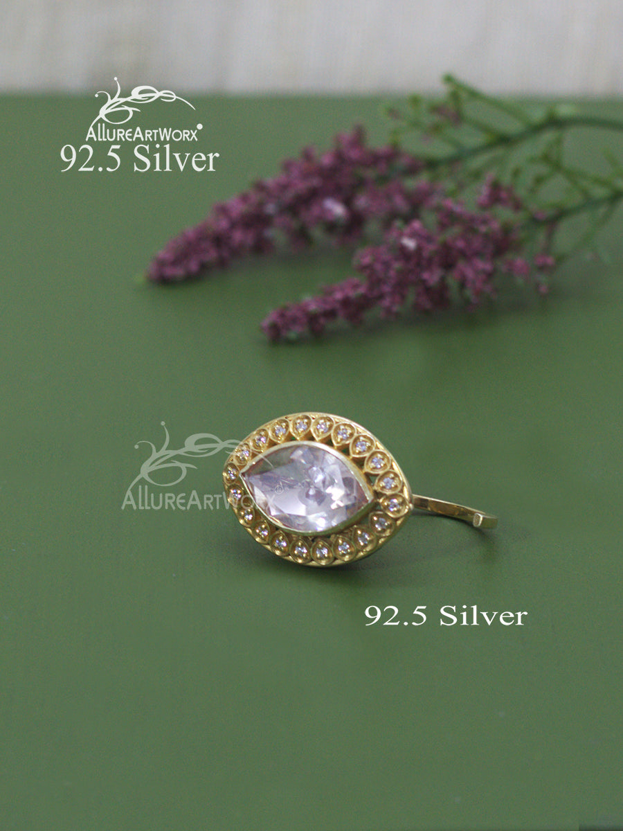 Aditri Silver Ring(two finger ring) Dark Pink