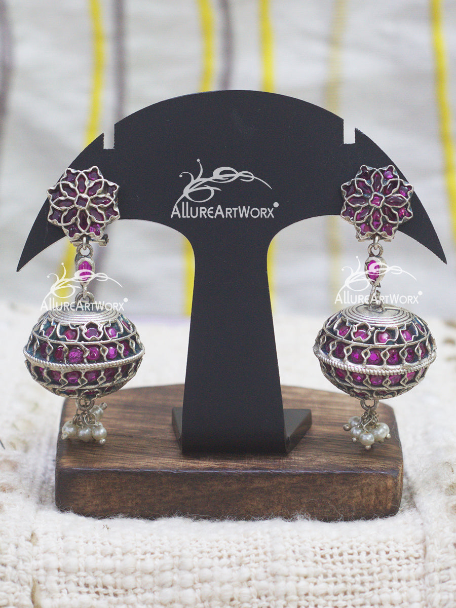 Traditional Earrings(dark pink)